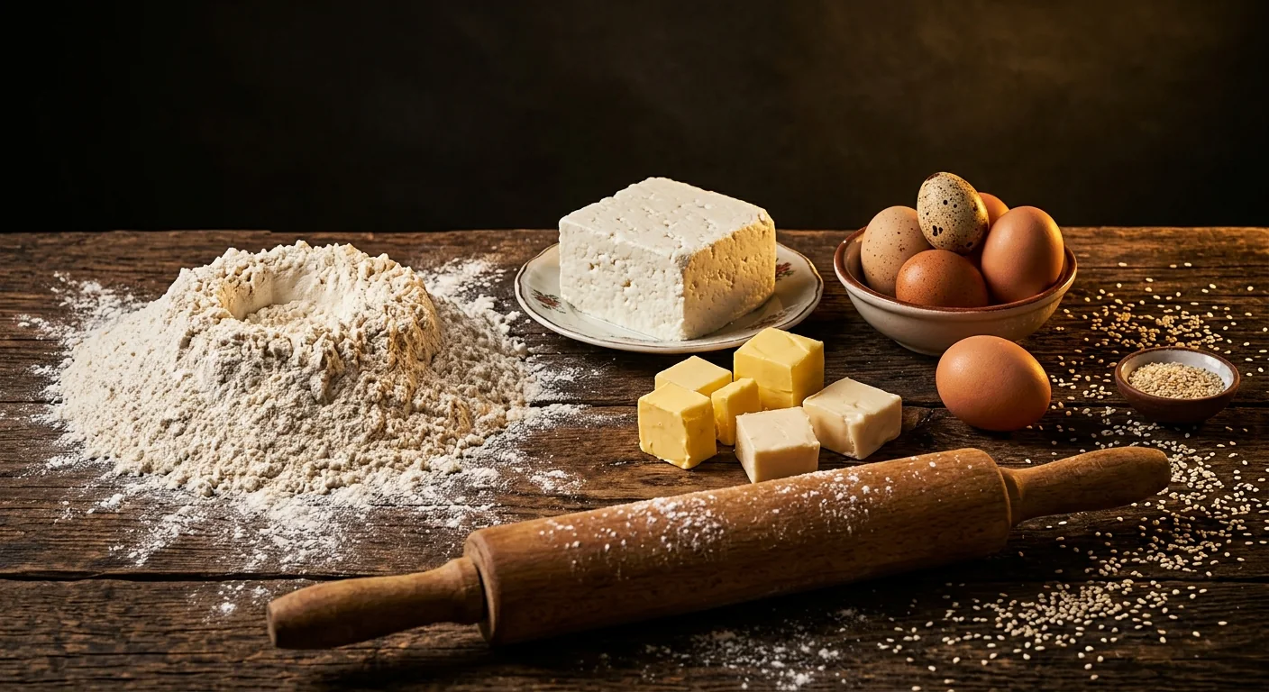 Ingrediente pentru merdenele: făină, telemea și unt
